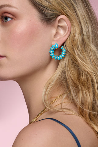 Bloom Inlay Crescent Earrings