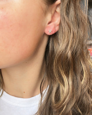 White Gold Star Studs