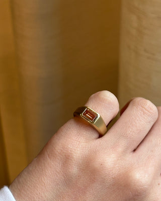 Brushed Gemstone Ring