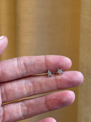 White Gold Star Studs