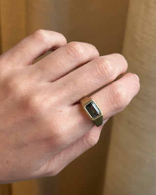 Brushed Gemstone Ring