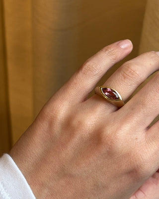 Brushed Gemstone Ring