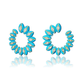 Bloom Inlay Crescent Earrings