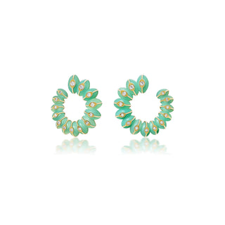Mini Bloom Inlay Crescent Earrings