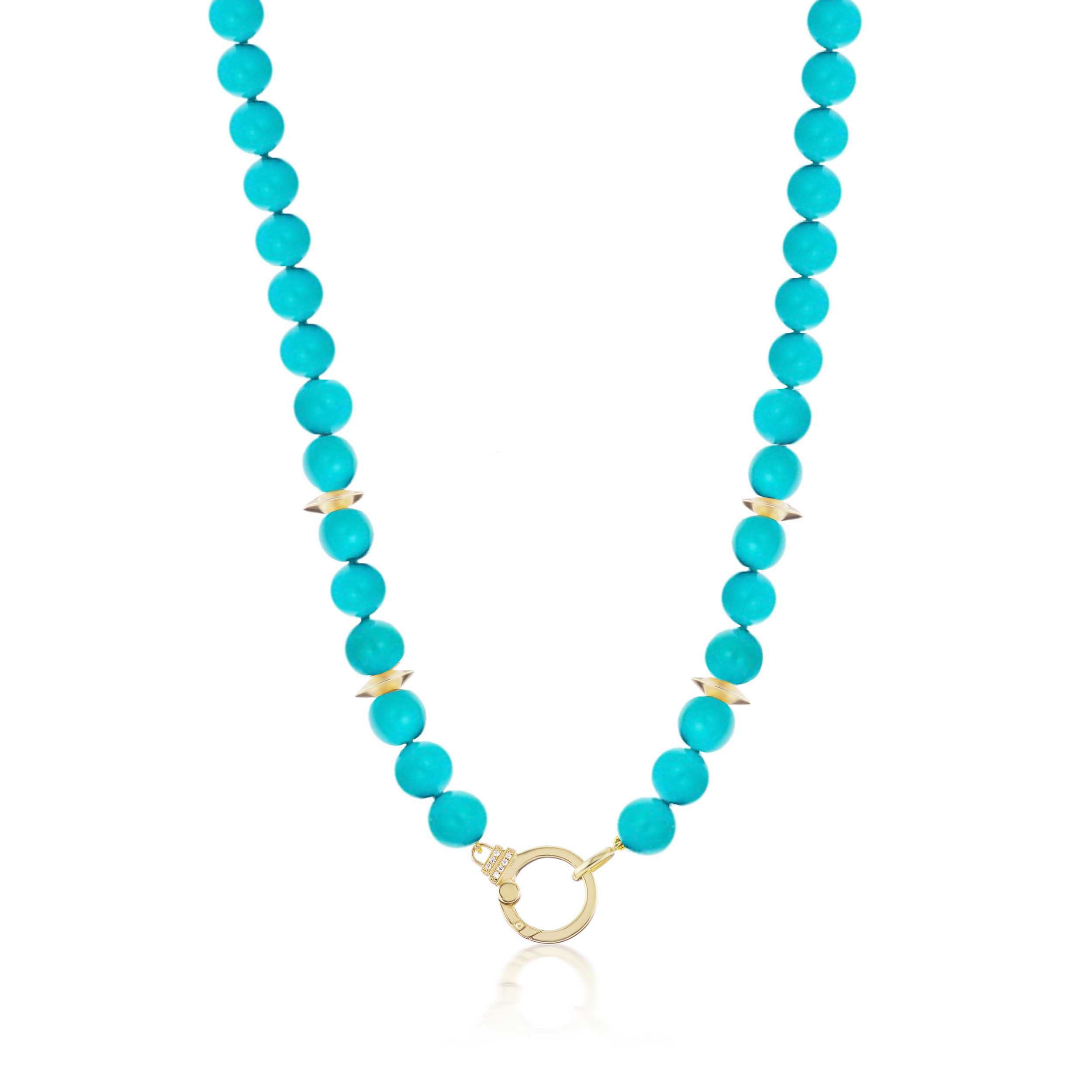 Natural Arizona Turquoise Smooth Rondelle Beaded Necklace | My Earth Stone