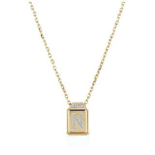 Gold Initial Signet Necklace