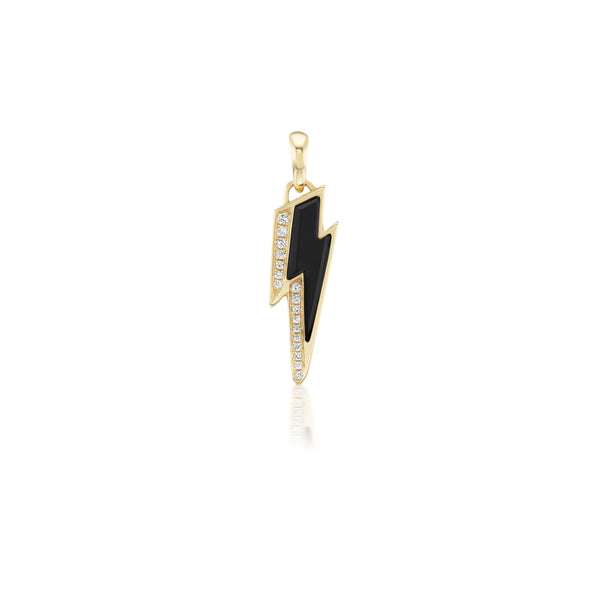 Mini Ziggy 18K Gold, Black Onyx Diamond Lightning Bolt Pendant