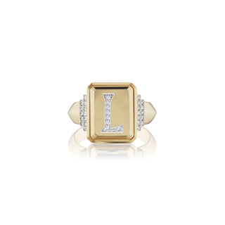 Gold Initial Signet Ring