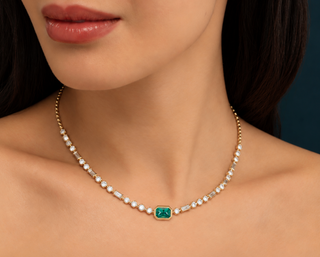 Cadence Gemstone Half-Tennis Necklace