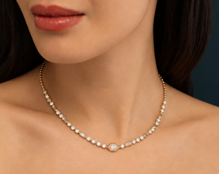 Cadence Gemstone Half-Tennis Necklace