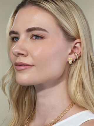 Nomad Pave Gemstone Huggies