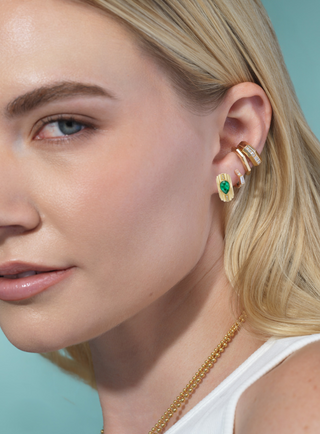 Nomad Pave Gemstone Huggies