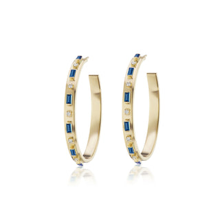 Baguette and Diamond Hoops