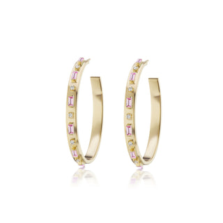 Baguette and Diamond Hoops
