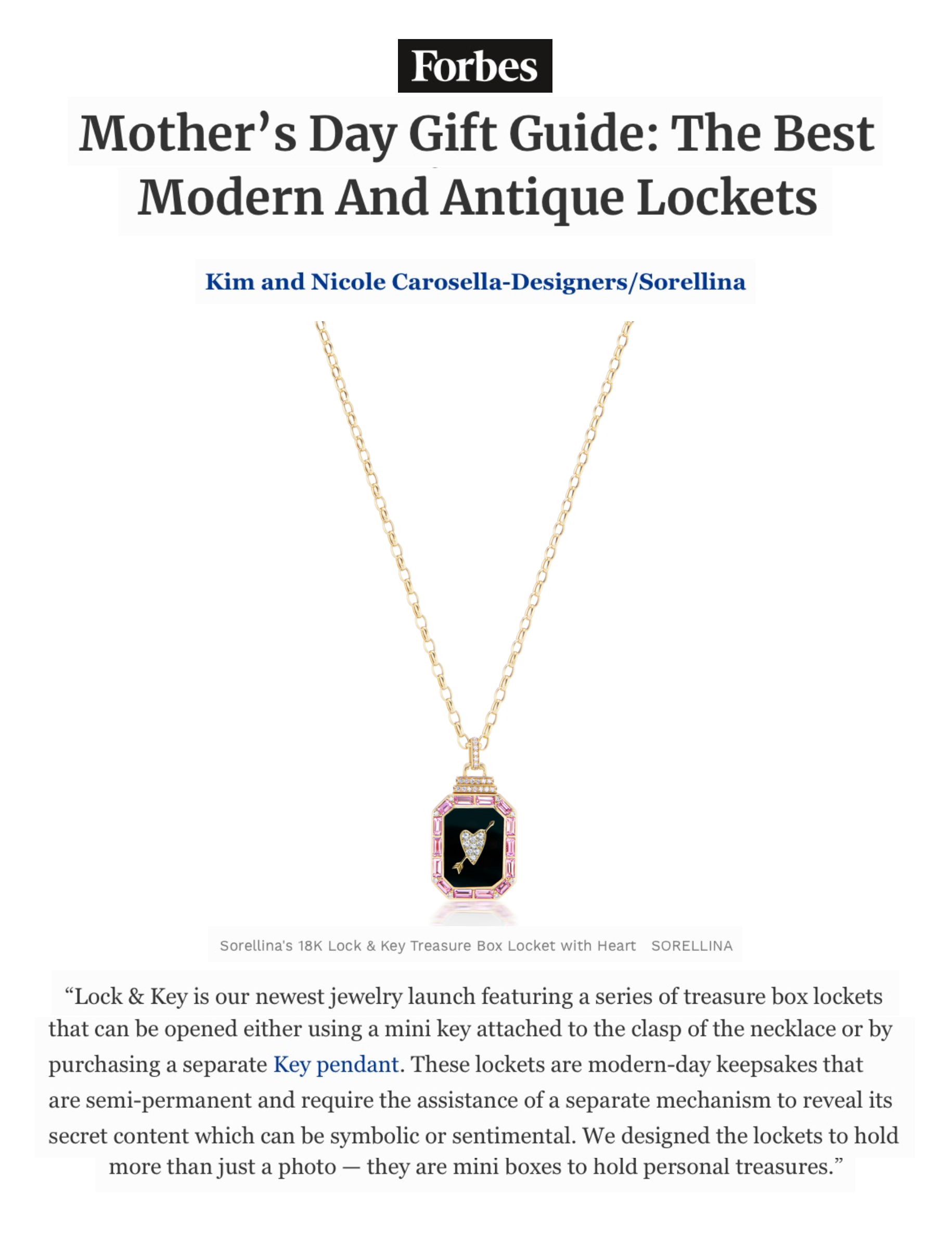 Lock Key Treasure Box Locket Sorellina